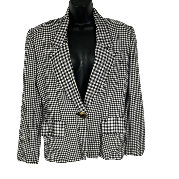 Liz Claiborne Jackets & Blazers - Vintage Liz Claiborne Womens 12 Tweed Wool Blend Jacket Blazer Black White